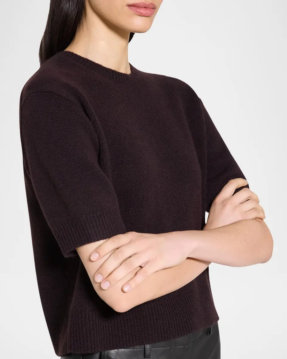Theory Cashmere Cropped Short-Sleeve T-Shirt | Thumbnail 4 Theory Cashmere Cropped Short-Sleeve T-Shirt | Thumbnail 4