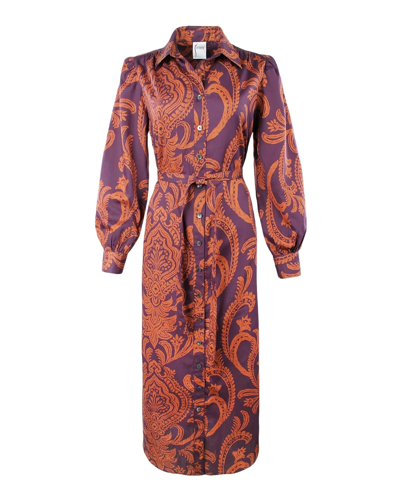 Finley Cambridge Paisley-Print Cotton Midi Shirtdress