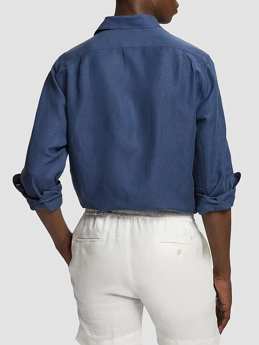 Ralph Lauren Purple Label Men's Silk-Linen Button-Front Shirt | Thumbnail 3 Ralph Lauren Purple Label Men's Silk-Linen Button-Front Shirt | Thumbnail 3