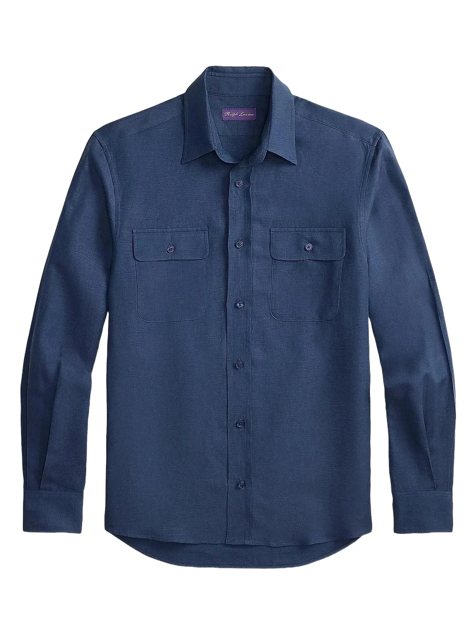 Men's Silk-Linen Button-Front Shirt