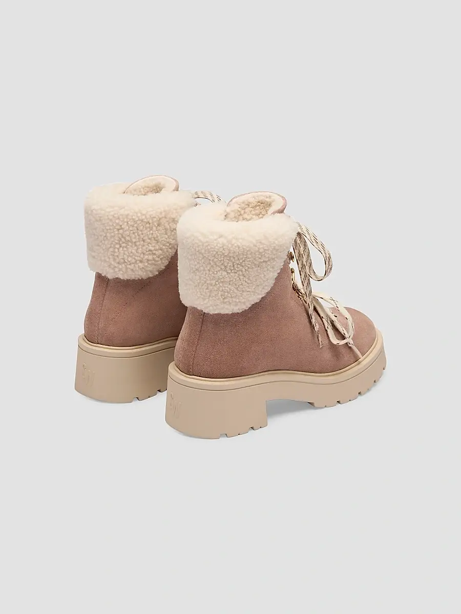 Stuart Weitzman Women's Ren Shearling-Trim Suede Ankle Boots | Thumbnail 3