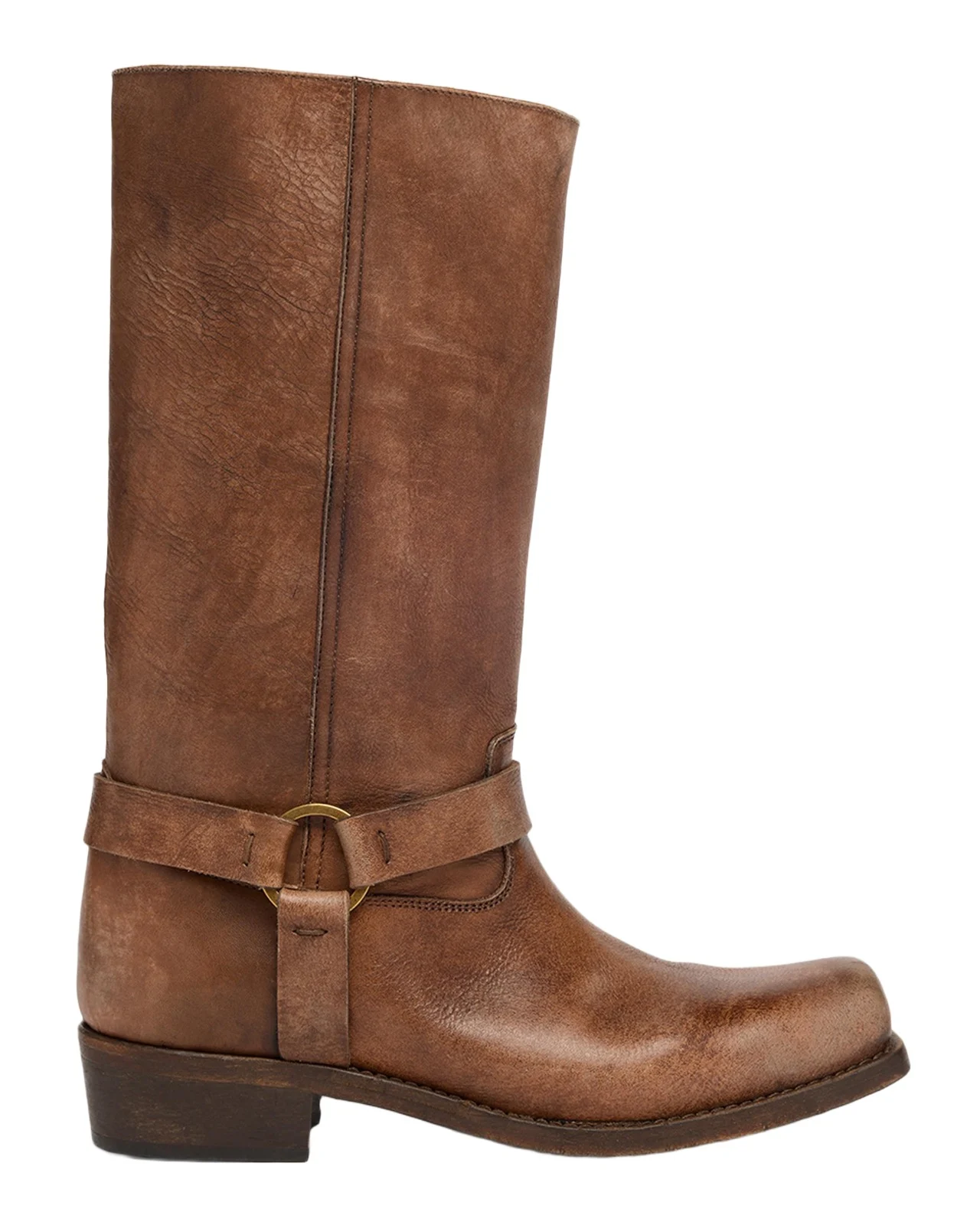 Biker Leather Mid-Calf Boots Biker Leather Mid-Calf Boots