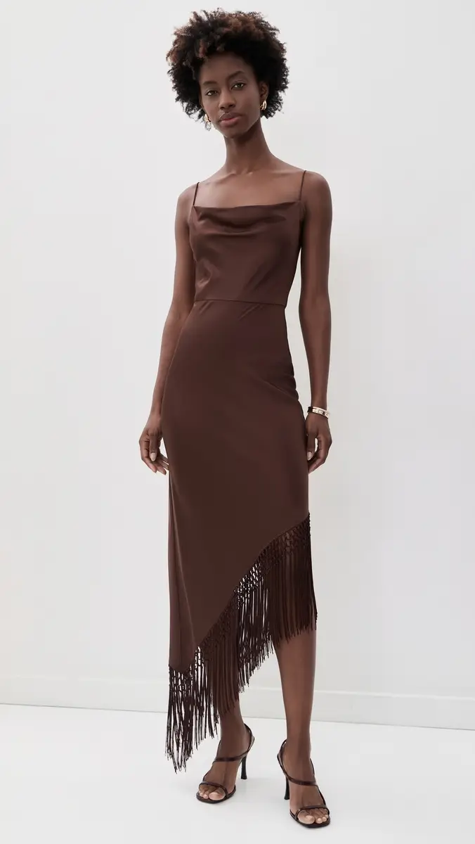 Alice + Olivia Harmony Drapey Slip Asymmetrical Midi Dress | Thumbnail 2 Alice + Olivia Harmony Drapey Slip Asymmetrical Midi Dress | Thumbnail 2