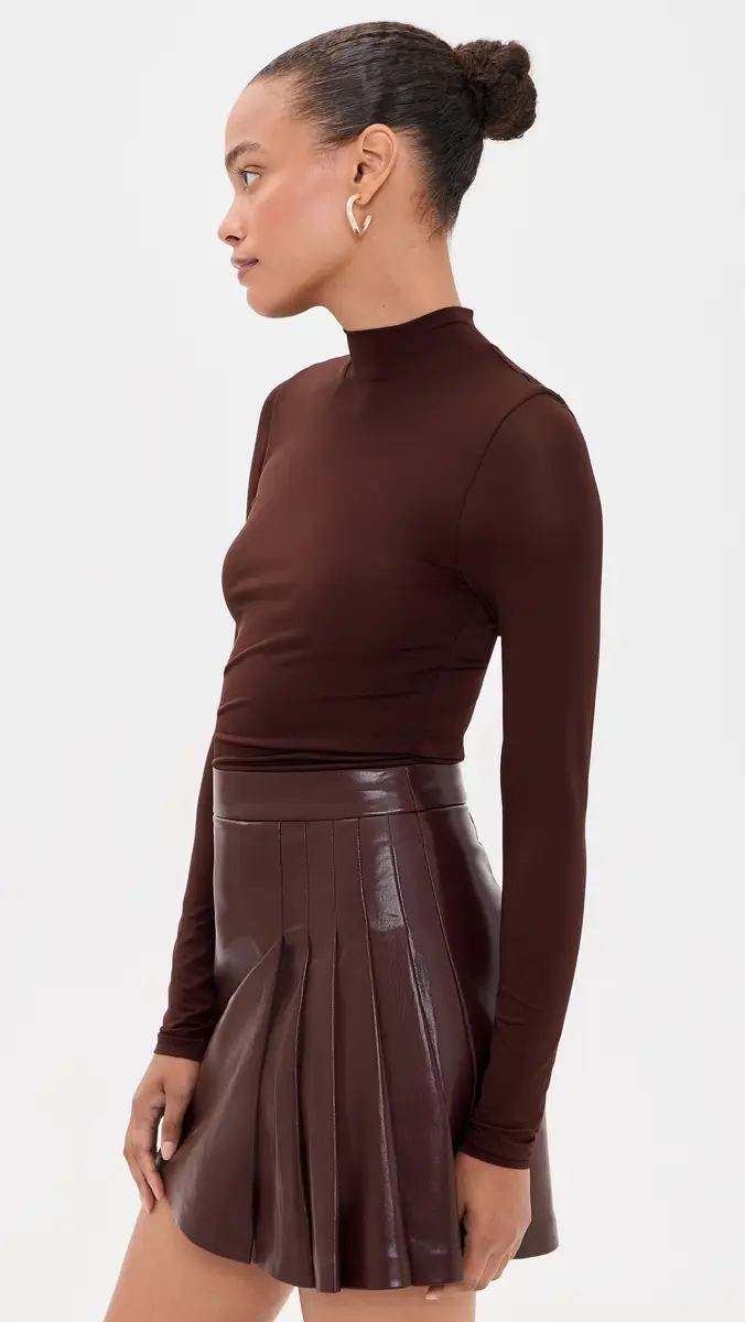 Alice + Olivia Chara Faux Leather Pleated Mini Dress | Thumbnail 4 Alice + Olivia Chara Faux Leather Pleated Mini Dress | Thumbnail 4