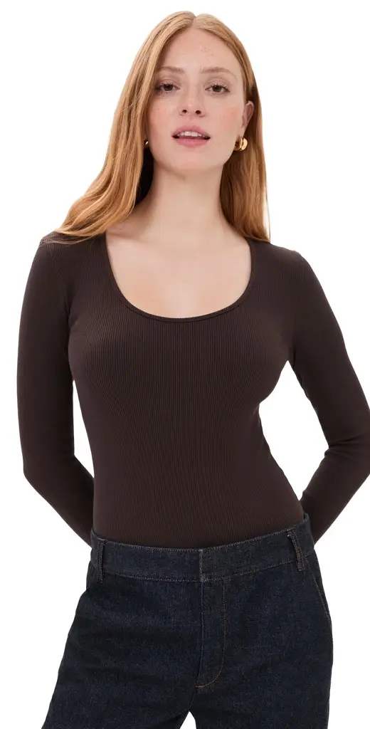 L'Agence Elara Scoop Neck Thong Bodysuit