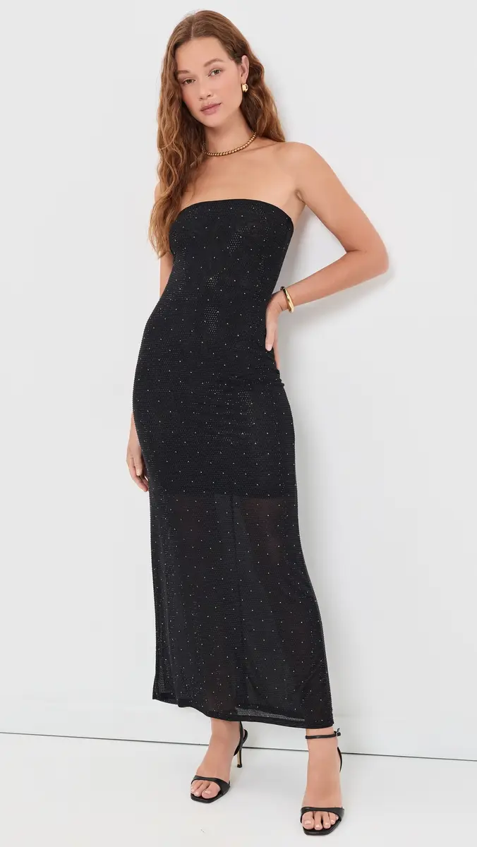 Alice + Olivia Delora Embellished Strapless Midi Dress | Thumbnail 2 Alice + Olivia Delora Embellished Strapless Midi Dress | Thumbnail 2
