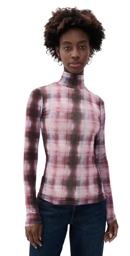 rag & bone Yana Mock Neck Mesh Top
