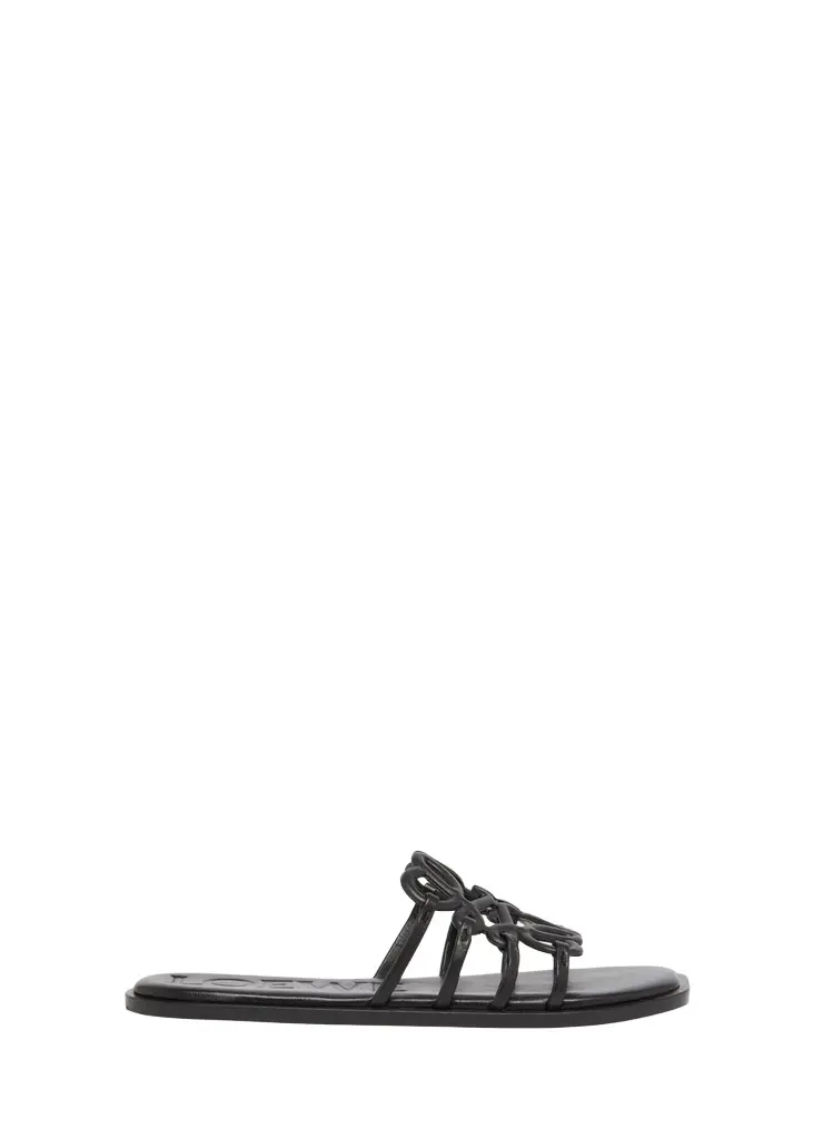 Petal Leather Anagram Slide Sandals