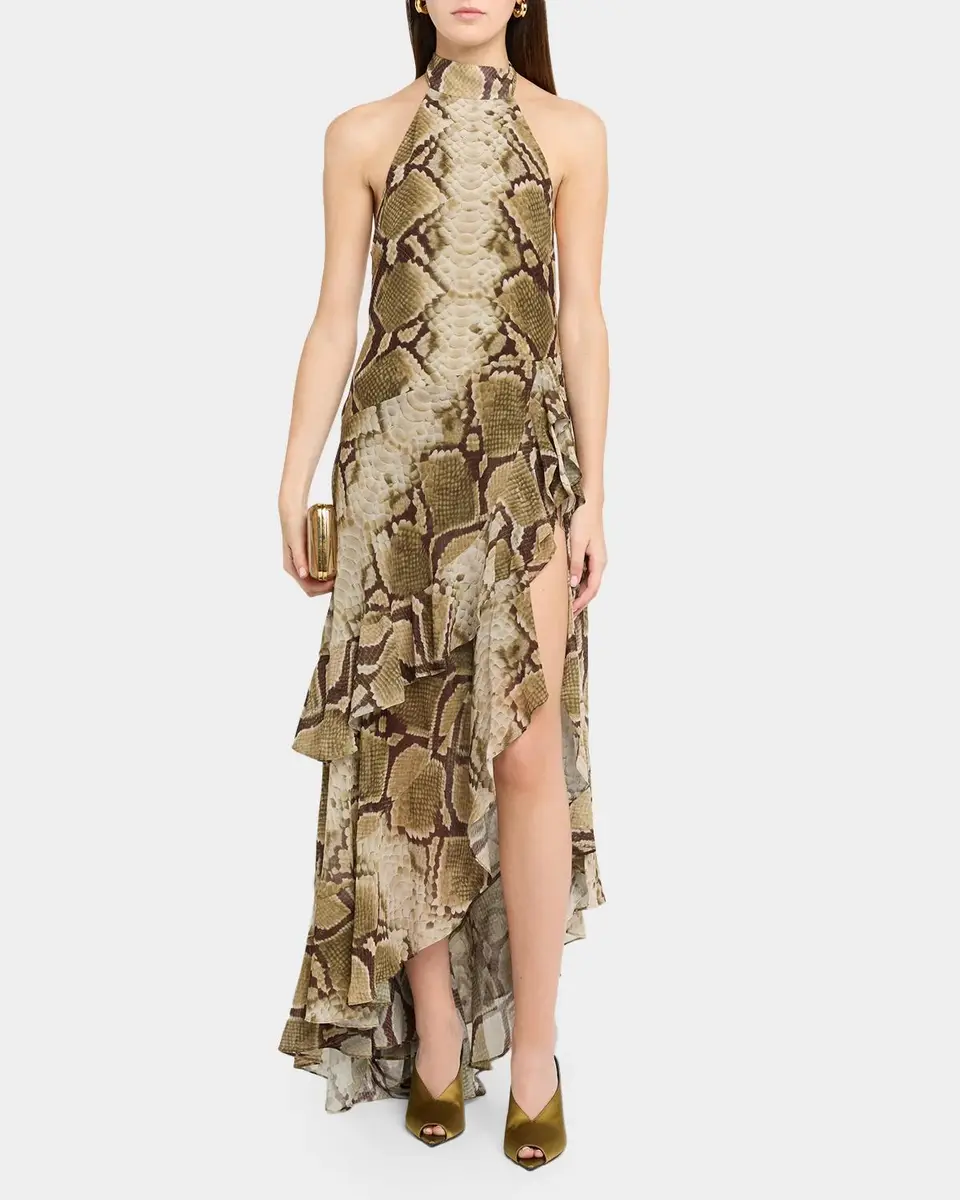 Retrofête Nevae Snake Chiffon High-Low Dress | Thumbnail 2