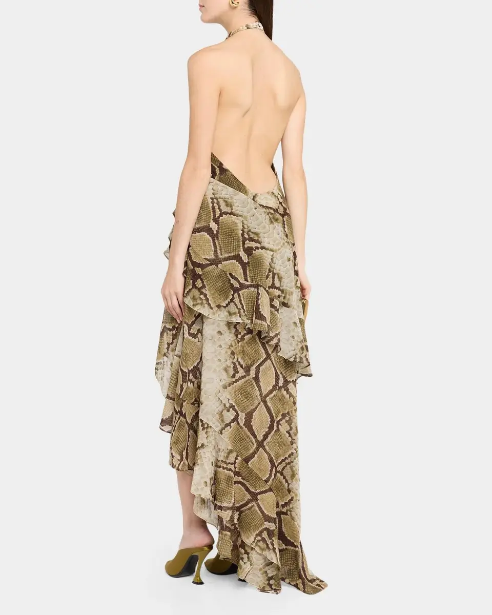 Retrofête Nevae Snake Chiffon High-Low Dress | Thumbnail 3
