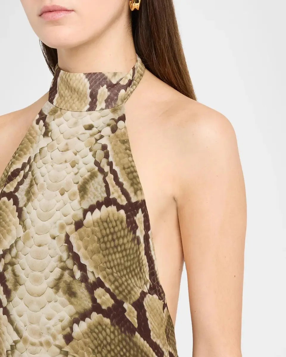 Retrofête Nevae Snake Chiffon High-Low Dress | Thumbnail 5