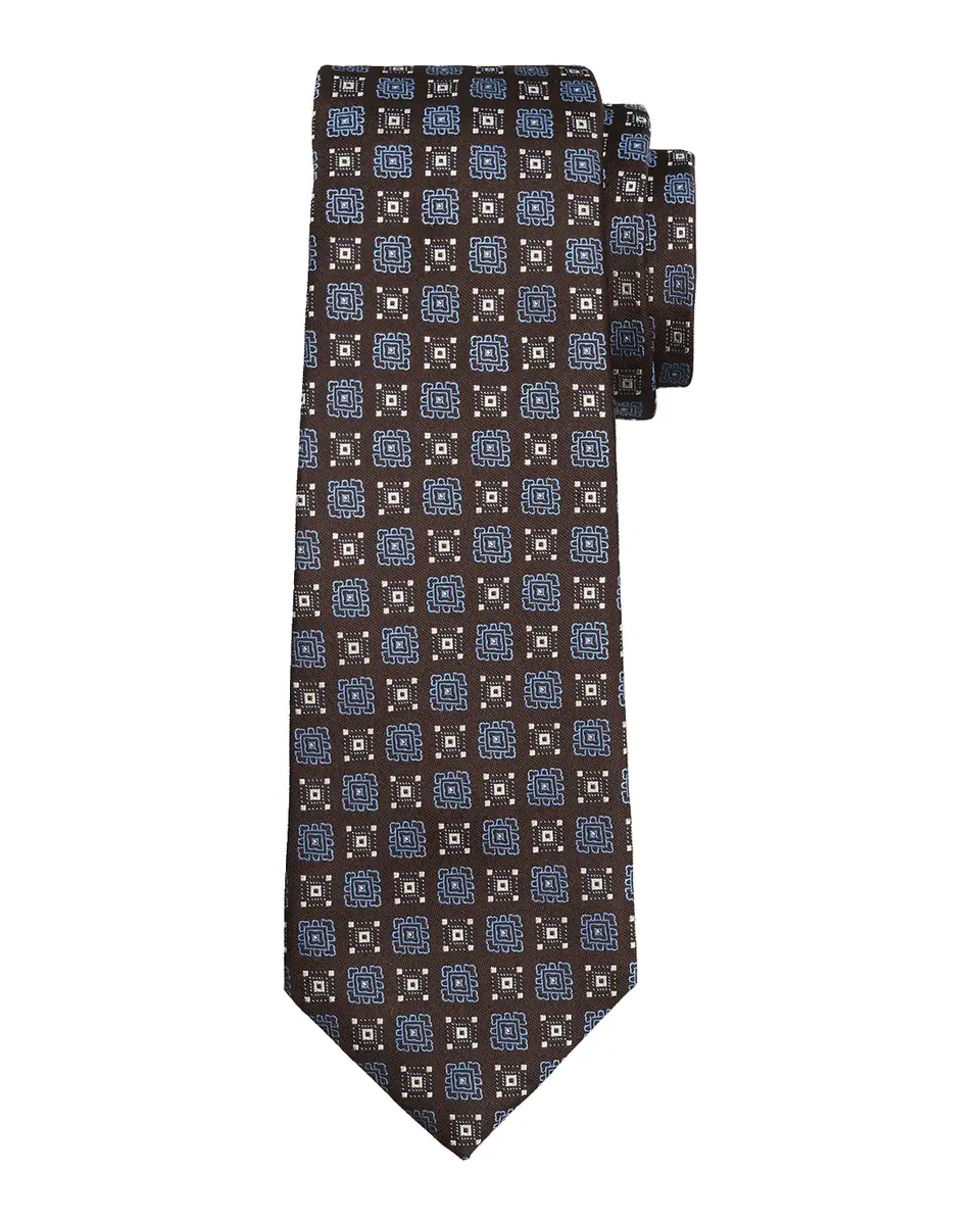 Kiton Men's Silk Geometric Jacquard 7-Fold Tie | Thumbnail 2 Kiton Men's Silk Geometric Jacquard 7-Fold Tie | Thumbnail 2