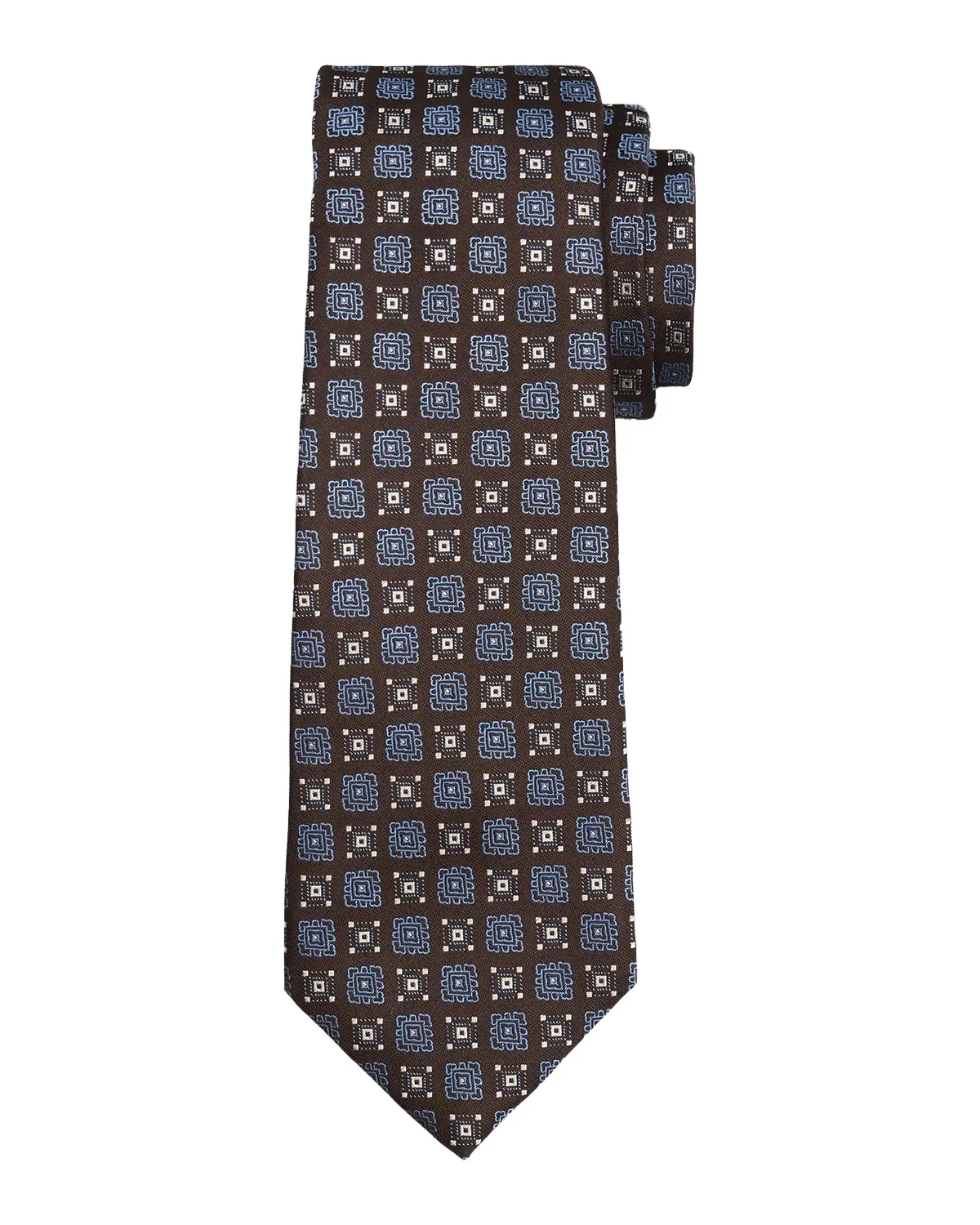 Kiton Men's Silk Geometric Jacquard 7-Fold Tie
