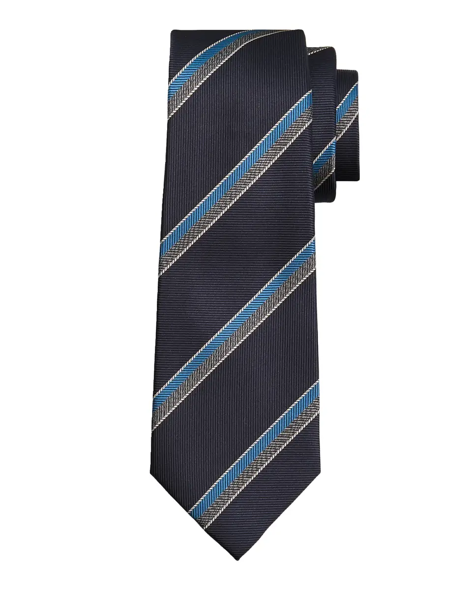 Kiton Men's Silk Chevron Stripe 7-Fold Tie | Thumbnail 2 Kiton Men's Silk Chevron Stripe 7-Fold Tie | Thumbnail 2