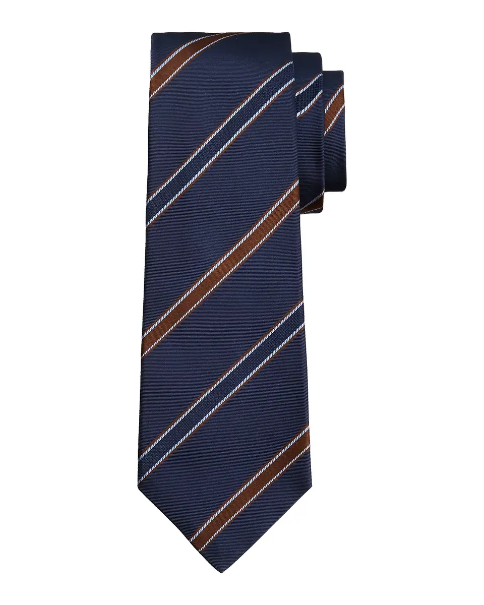 Kiton Men's Silk Woven Stripe 7-Fold Tie | Thumbnail 2
