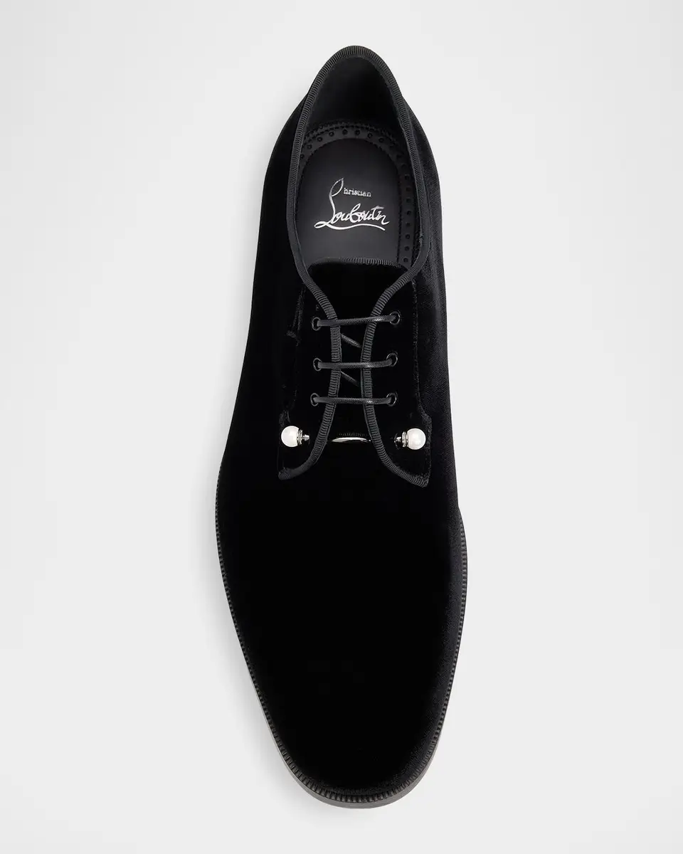 Christian Louboutin Men's Chambeliss Embellished Velvet Derbys | Thumbnail 4 Christian Louboutin Men's Chambeliss Embellished Velvet Derbys | Thumbnail 4