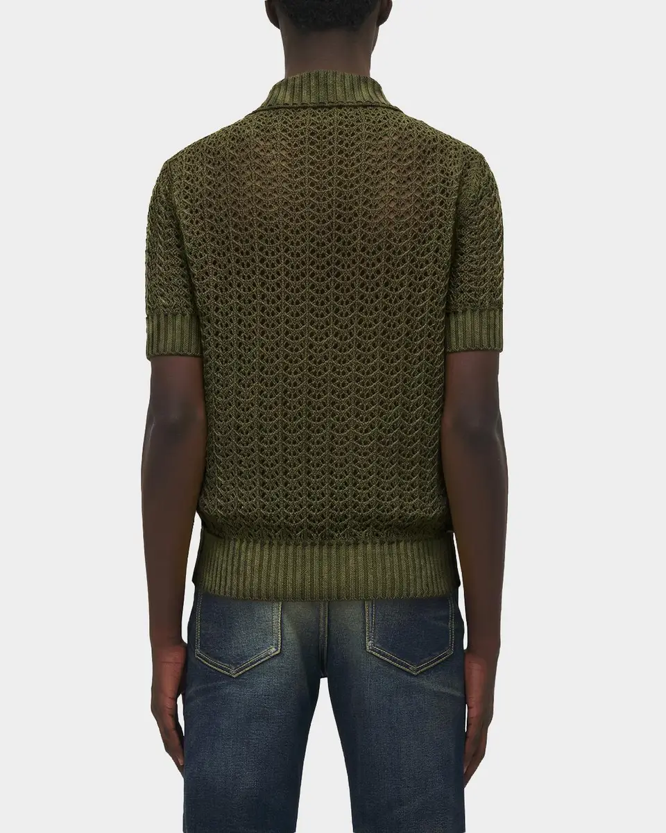 Alexander McQueen Men's Cotton Crochet Pocket Polo Shirt | Thumbnail 3 Alexander McQueen Men's Cotton Crochet Pocket Polo Shirt | Thumbnail 3