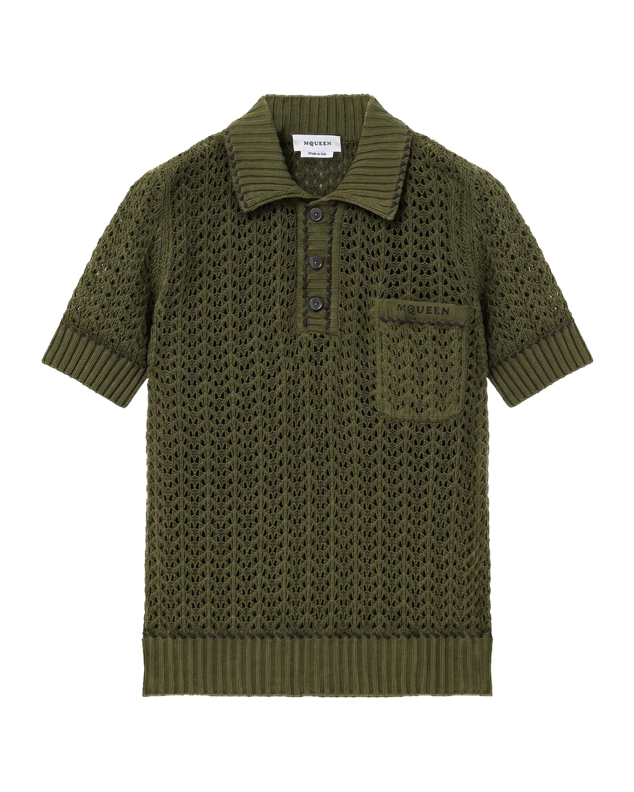 Men's Cotton Crochet Pocket Polo Shirt