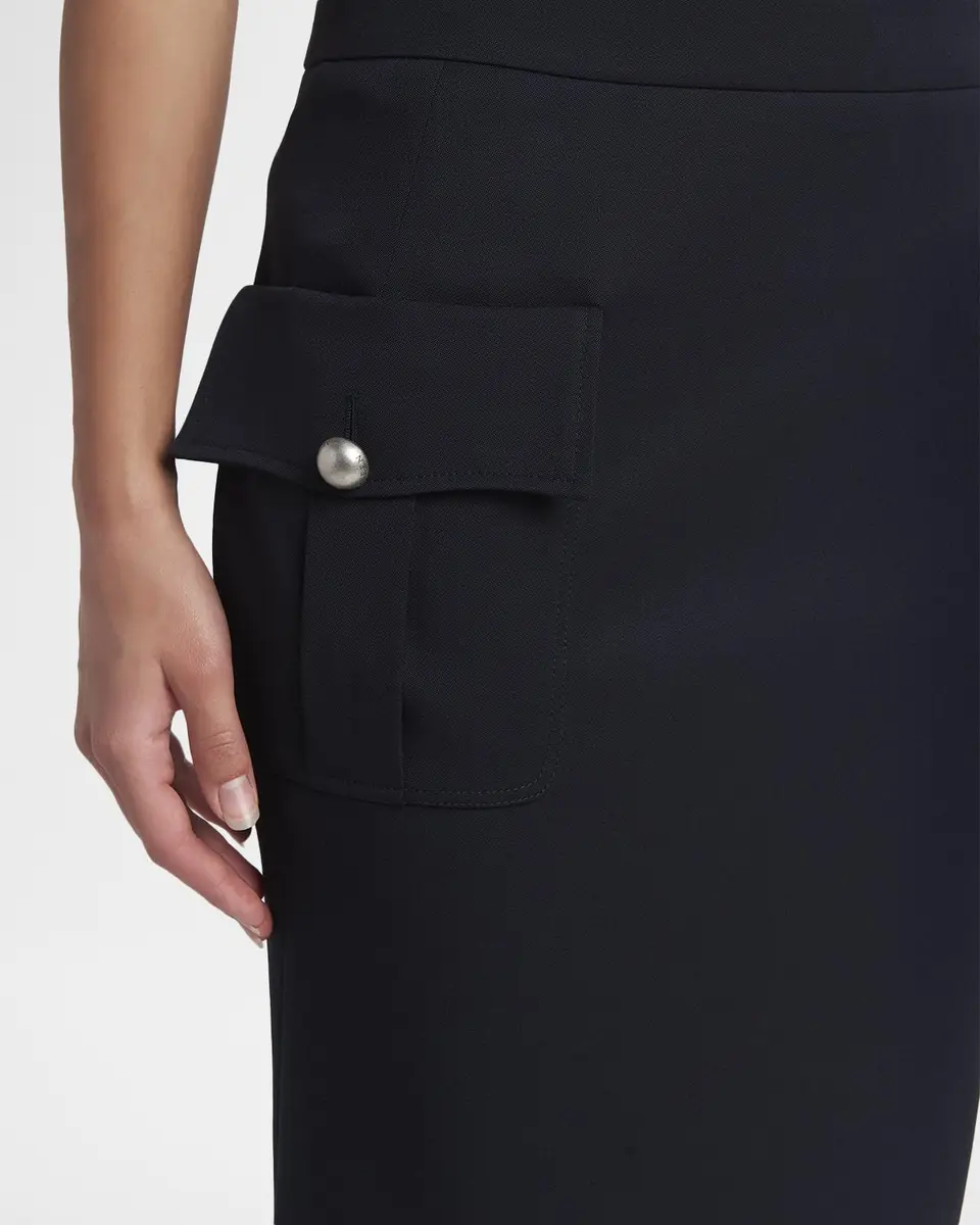 Alexander McQueen Front-Pocket Grain De Poudre Pencil Skirt | Thumbnail 5