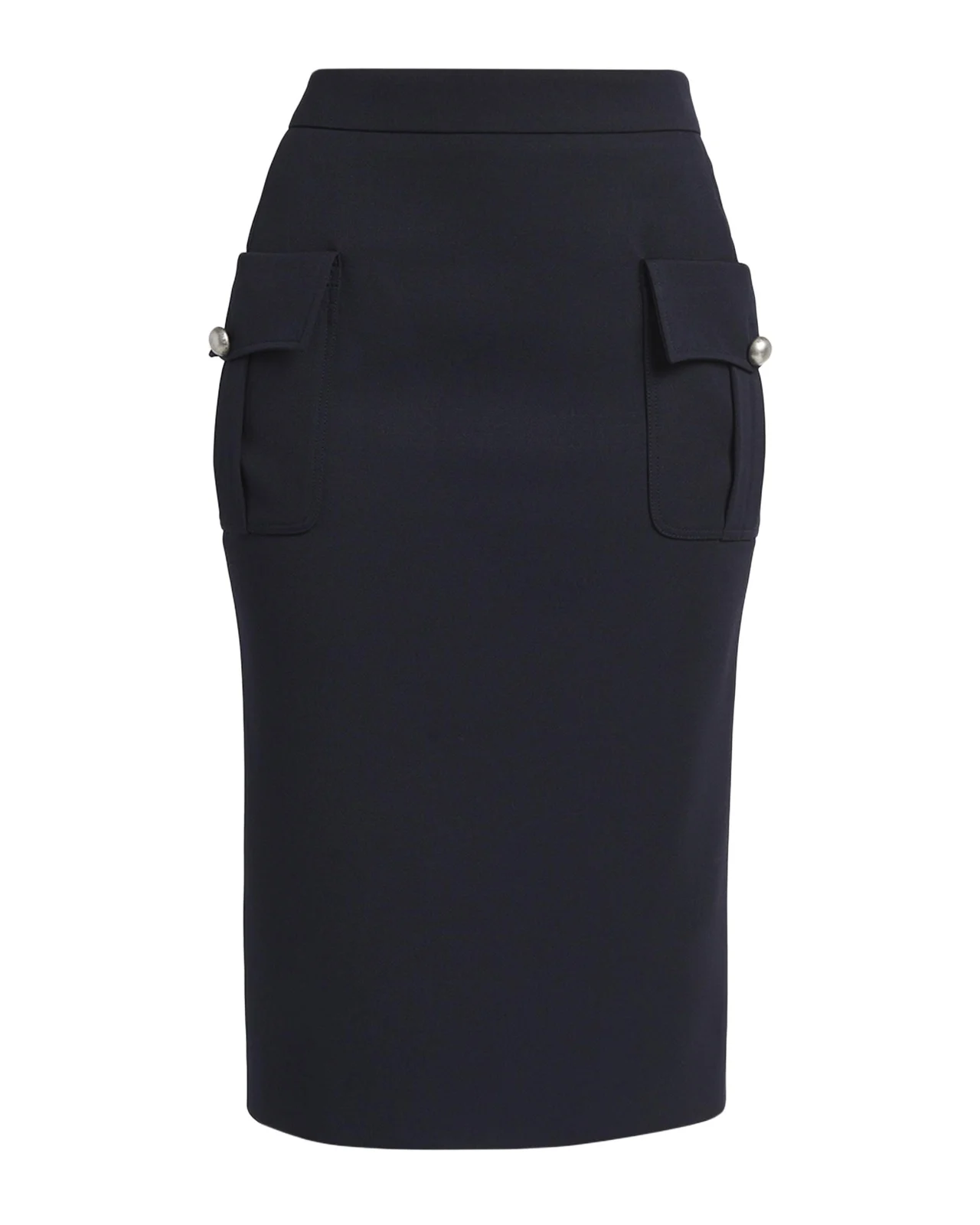 Front-Pocket Grain De Poudre Pencil Skirt