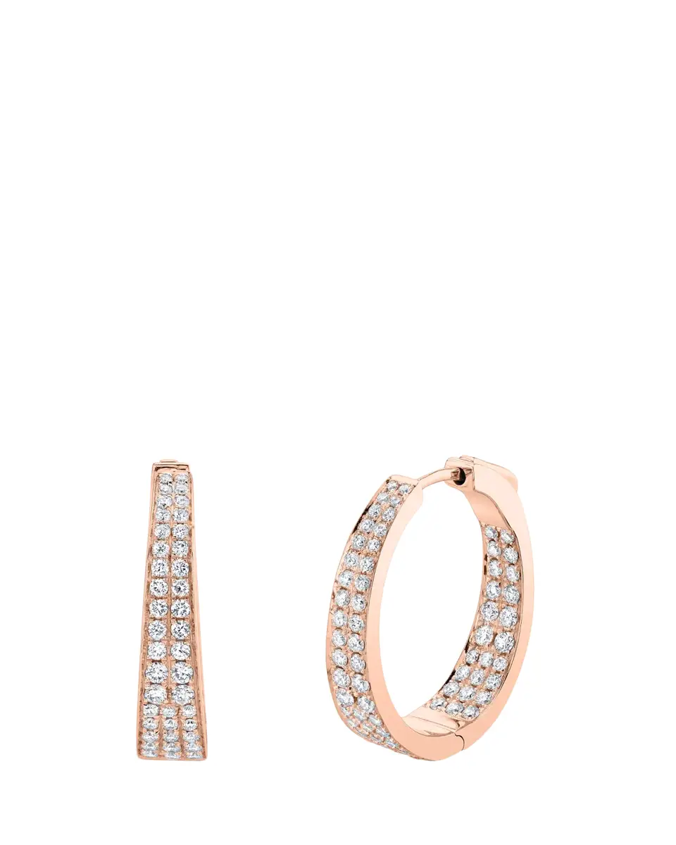 Anita Ko 18K Rose Gold Classic Medium Diamond Meryl Hoop Earrings | Thumbnail 2 Anita Ko 18K Rose Gold Classic Medium Diamond Meryl Hoop Earrings | Thumbnail 2