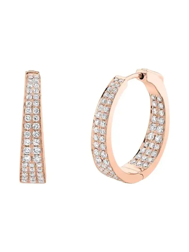 18K Rose Gold Classic Medium Diamond Meryl Hoop Earrings 18K Rose Gold Classic Medium Diamond Meryl Hoop Earrings