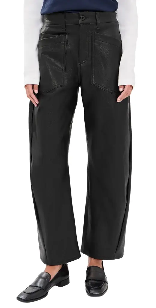 Askk NY Faux Leather Twisted Barrel Pants