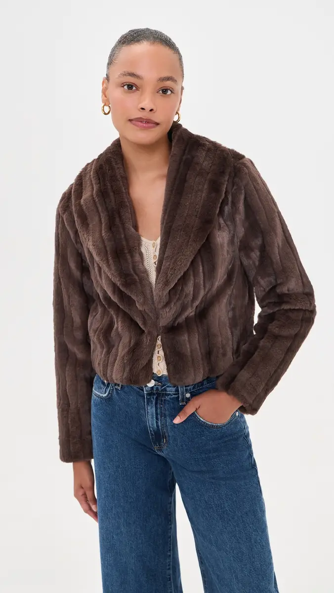 L'Agence Davy Crop Faux Fur Jacket | Thumbnail 2 L'Agence Davy Crop Faux Fur Jacket | Thumbnail 2