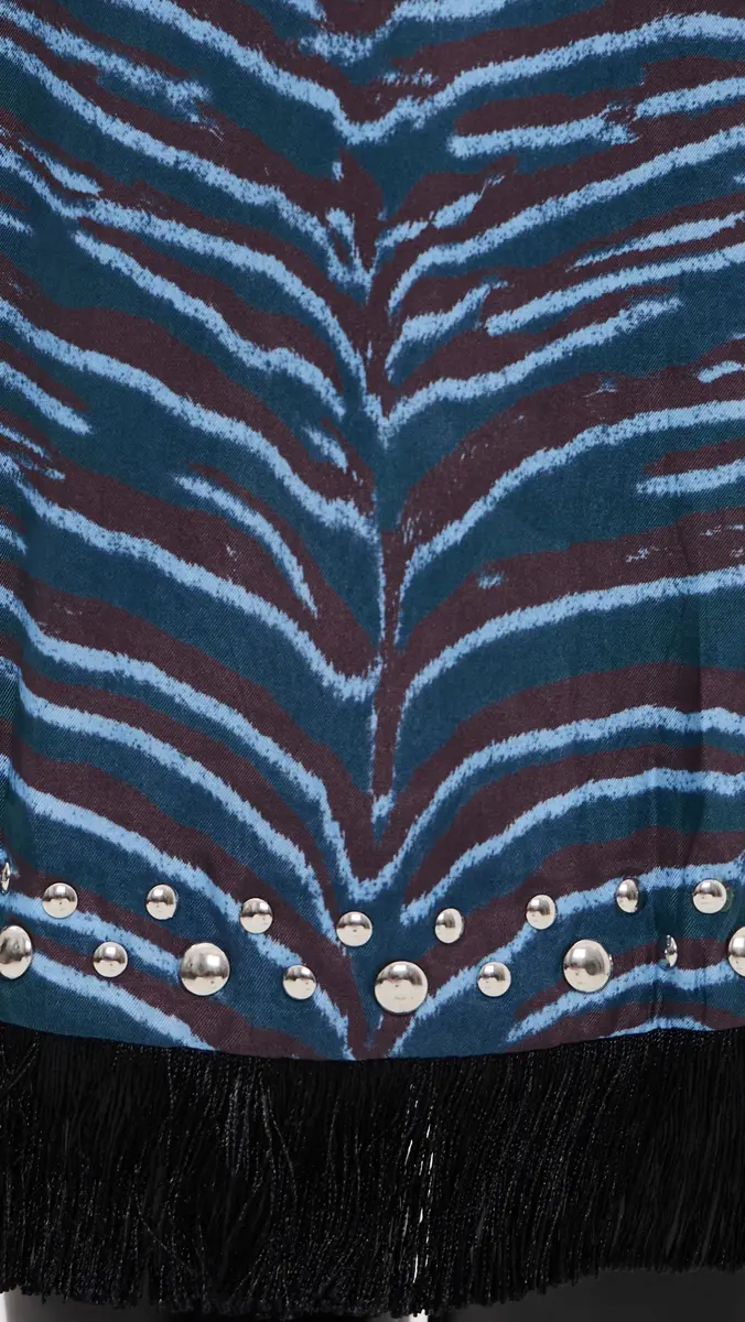 3.1 Phillip Lim Tiger Print Studded Midi Dress with Fringe Petrol Multi | Thumbnail 6 3.1 Phillip Lim Tiger Print Studded Midi Dress with Fringe Petrol Multi | Thumbnail 6