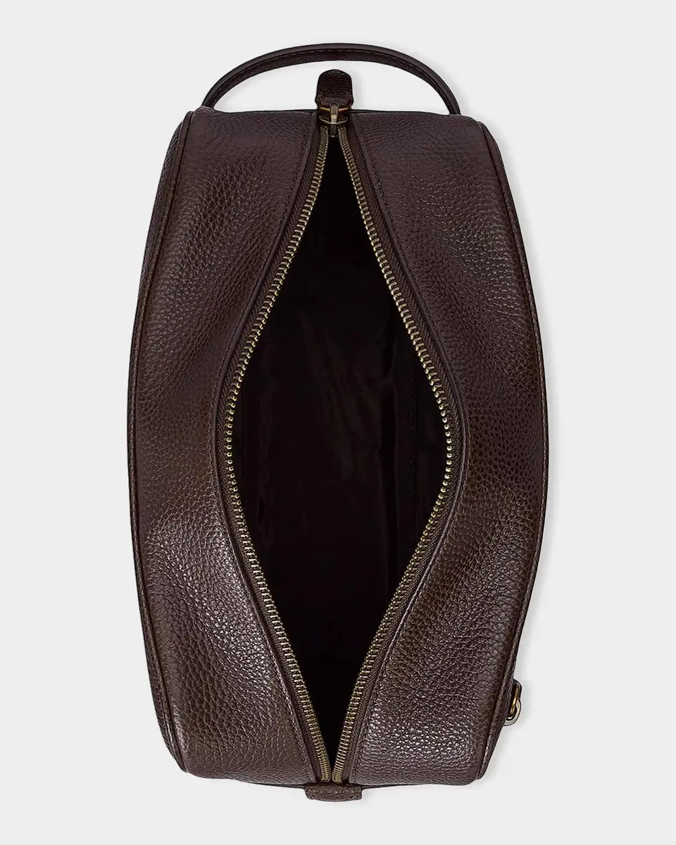 Polo Ralph Lauren Men's Medium Pebbled Leather Toiletry Bag | Thumbnail 3
