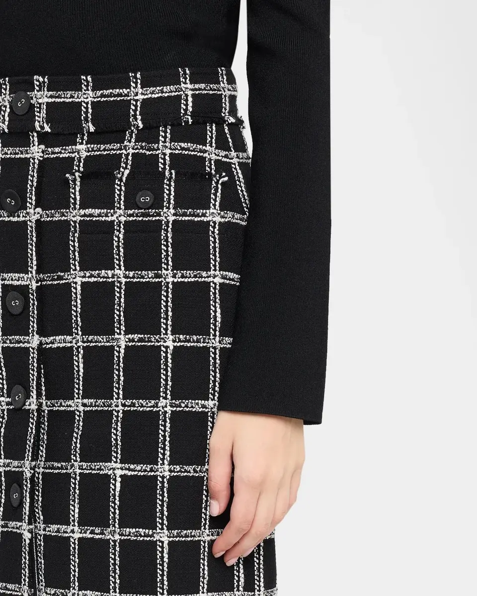 Thom Browne Windowpane Tweed Frayed Button-Front Midi Skirt | Thumbnail 5 Thom Browne Windowpane Tweed Frayed Button-Front Midi Skirt | Thumbnail 5