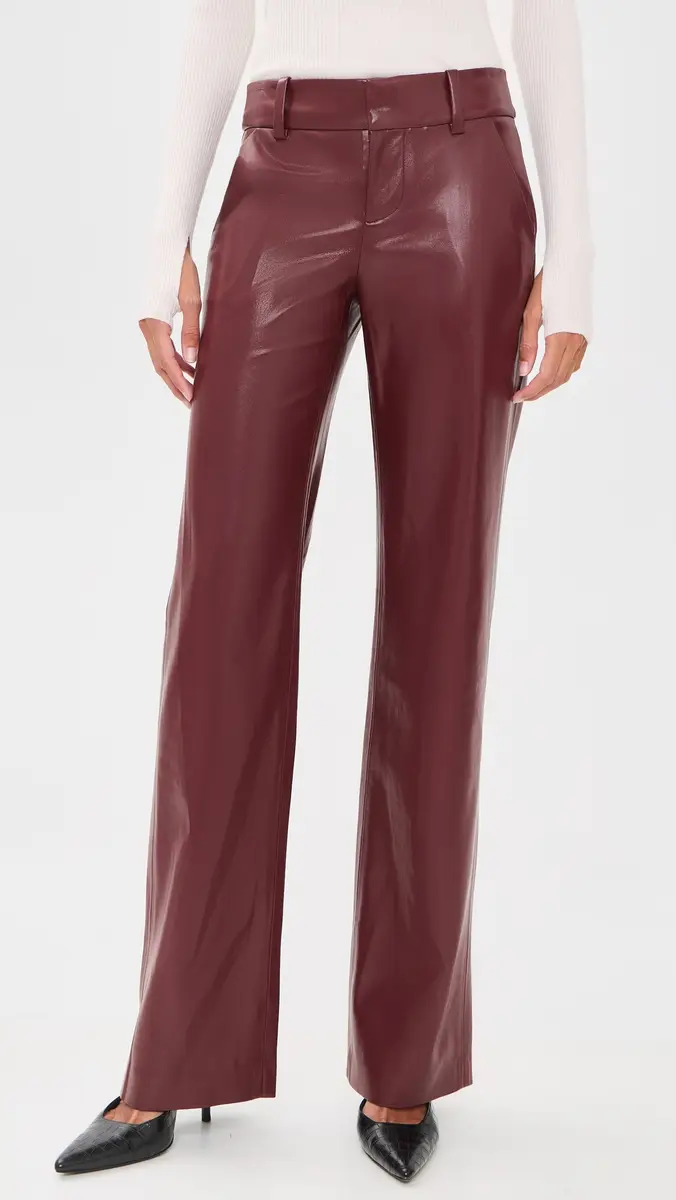 Alice + Olivia Alexander Mr Faux Leather Slim Straight Trousers | Thumbnail 2 Alice + Olivia Alexander Mr Faux Leather Slim Straight Trousers | Thumbnail 2