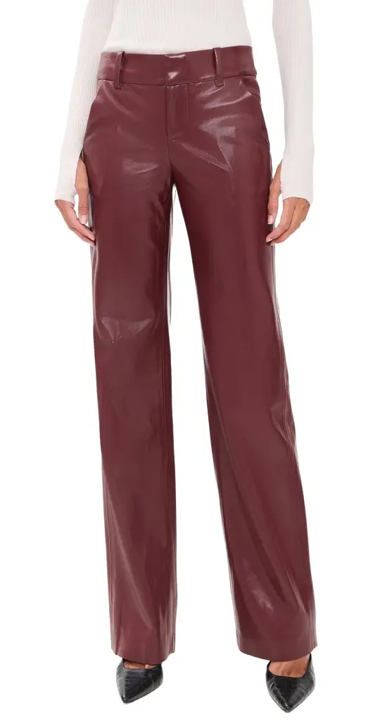 Alice + Olivia Alexander Mr Faux Leather Slim Straight Trousers