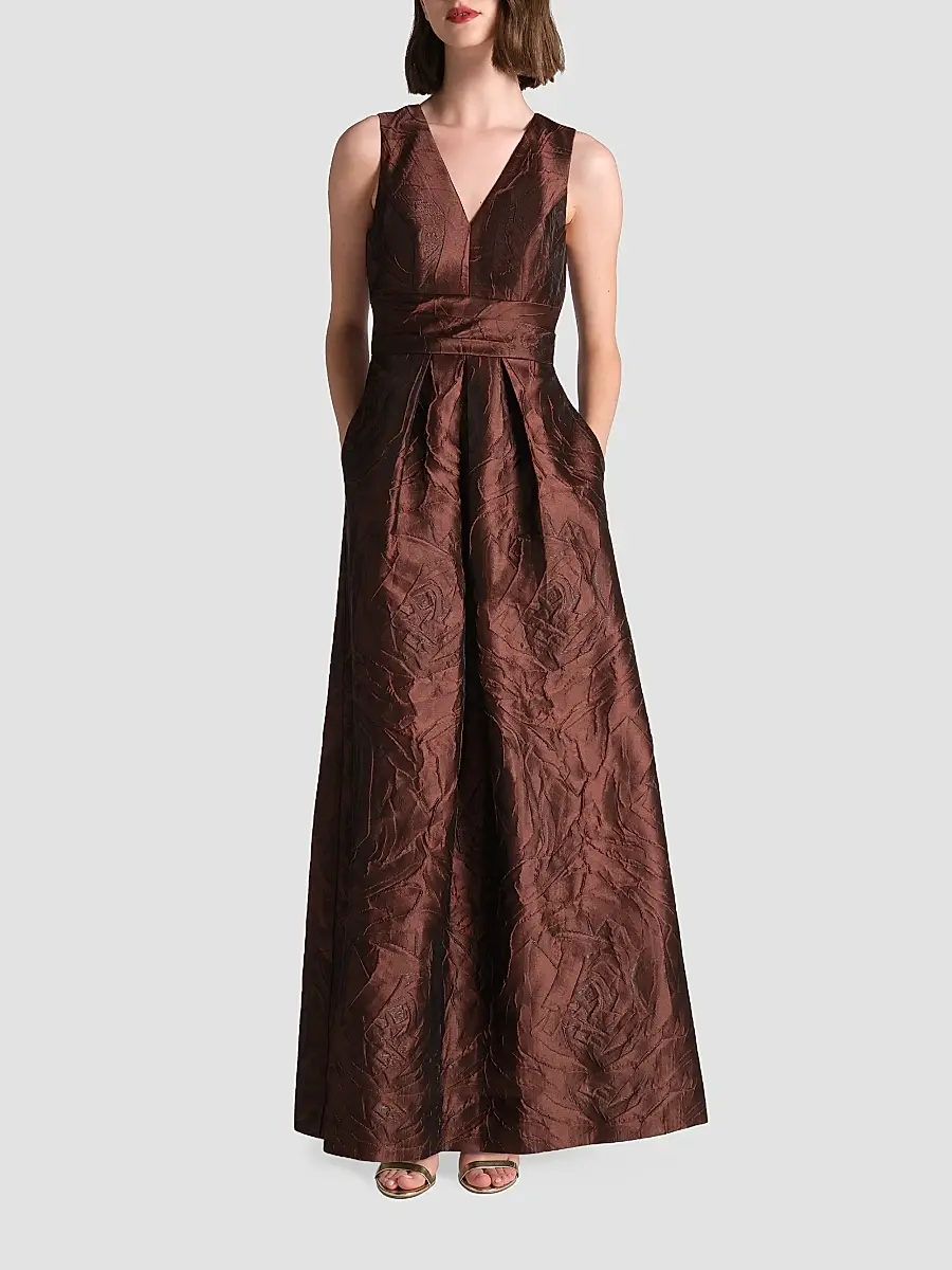 Kay Unger Women's Mariah Jacquard Textured Gown | Thumbnail 2 Kay Unger Women's Mariah Jacquard Textured Gown | Thumbnail 2