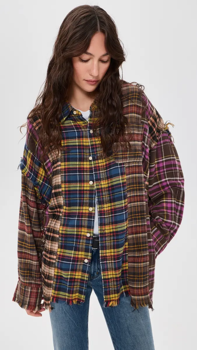 R13 Spliced Drop Neck Button Down Shirt | Thumbnail 2
