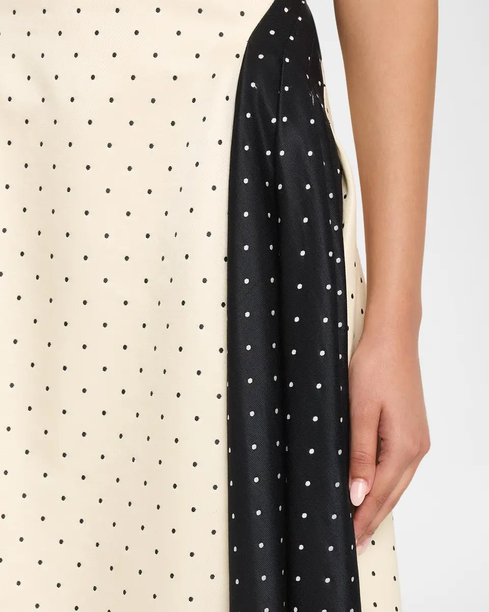 Lela Rose Sleeveless Polka Dot Jacquard Side-Panel Midi Dress | Thumbnail 5
