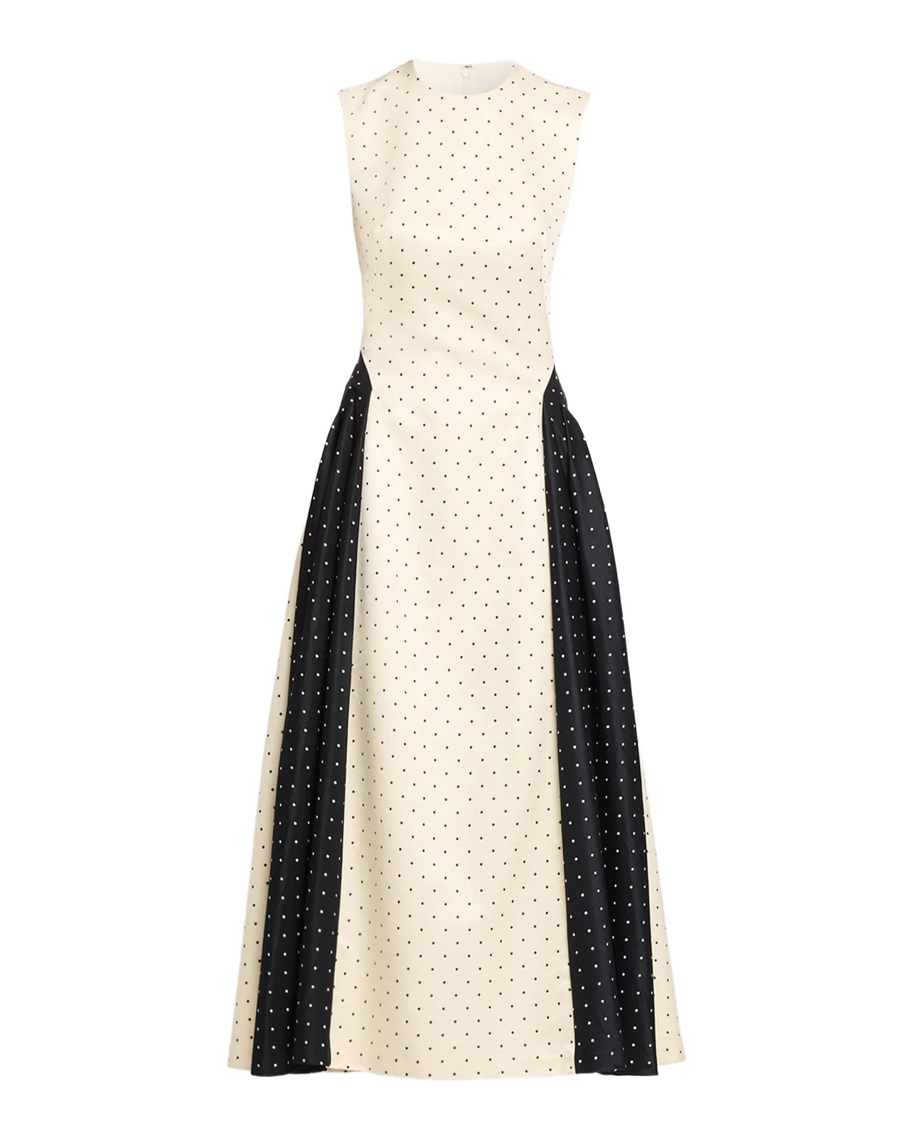 Lela Rose Sleeveless Polka Dot Jacquard Side-Panel Midi Dress