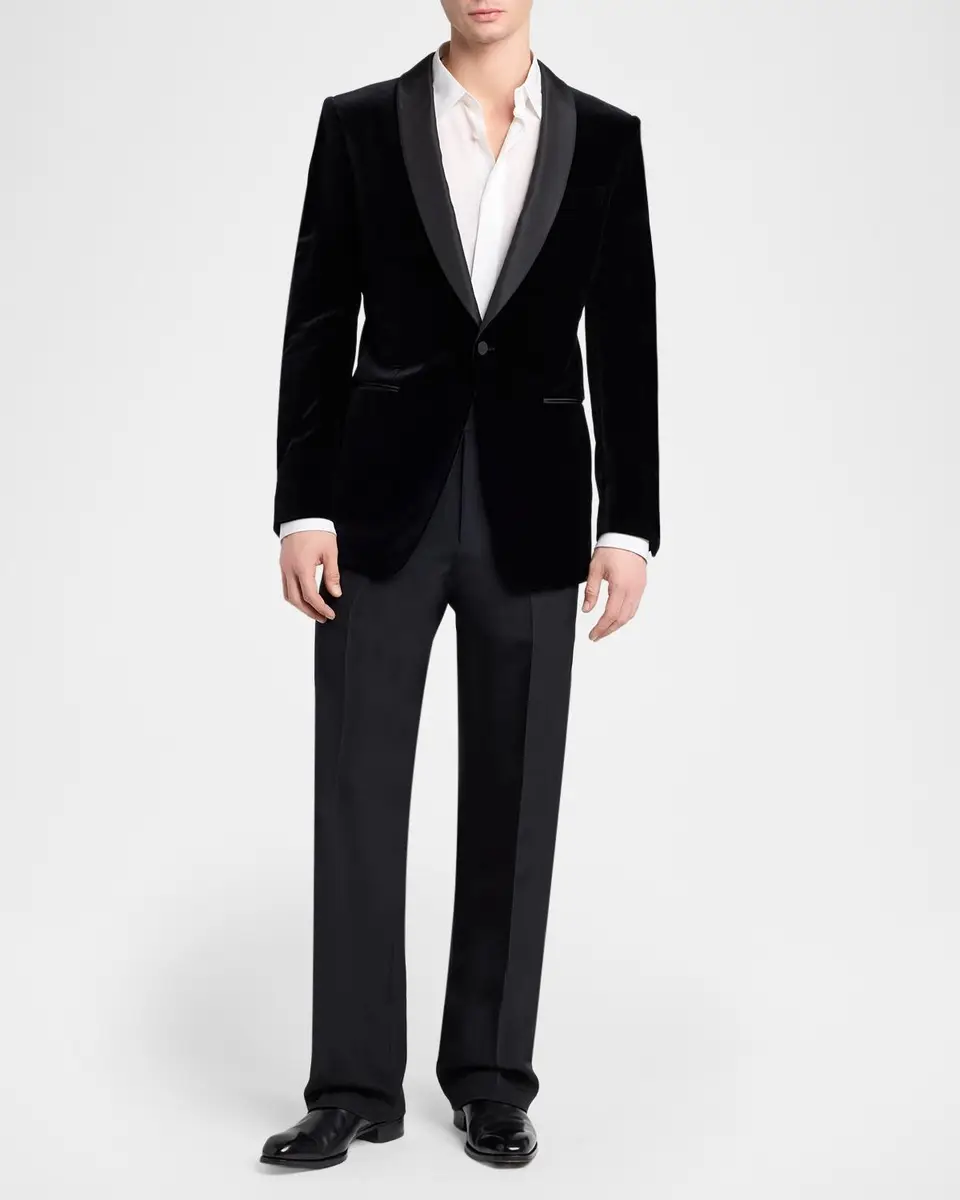 Tom Ford Men's Velvet Shawl-Lapel One-Button Dinner Jacket | Thumbnail 2 Tom Ford Men's Velvet Shawl-Lapel One-Button Dinner Jacket | Thumbnail 2
