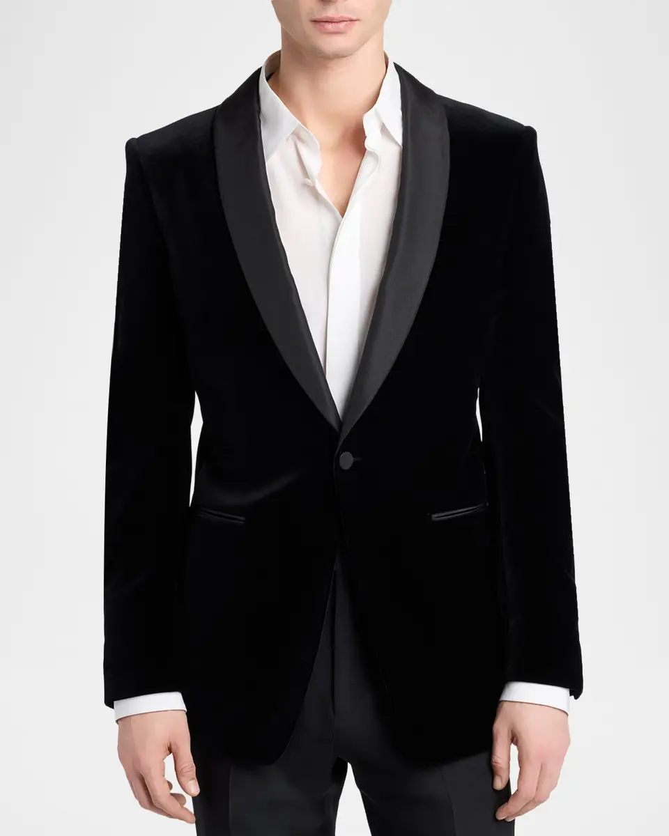 Tom Ford Men's Velvet Shawl-Lapel One-Button Dinner Jacket | Thumbnail 4 Tom Ford Men's Velvet Shawl-Lapel One-Button Dinner Jacket | Thumbnail 4