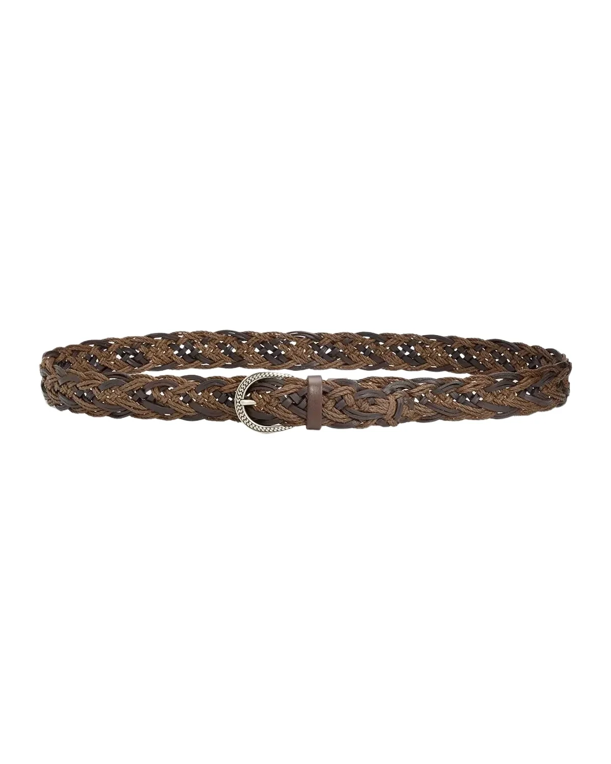 Men's Braided Cord and Leather Belt