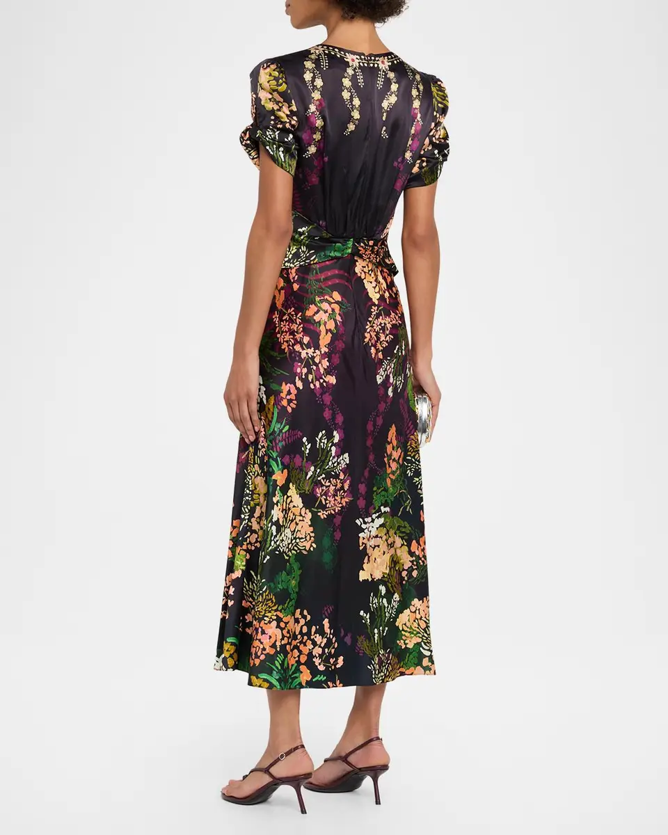 Saloni Gwen Floral Silk-Blend Dress | Thumbnail 3 Saloni Gwen Floral Silk-Blend Dress | Thumbnail 3
