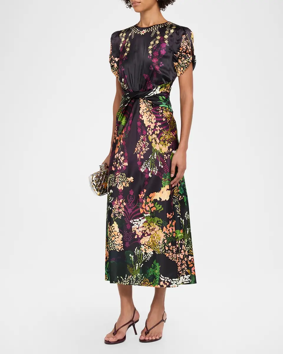 Saloni Gwen Floral Silk-Blend Dress | Thumbnail 4 Saloni Gwen Floral Silk-Blend Dress | Thumbnail 4