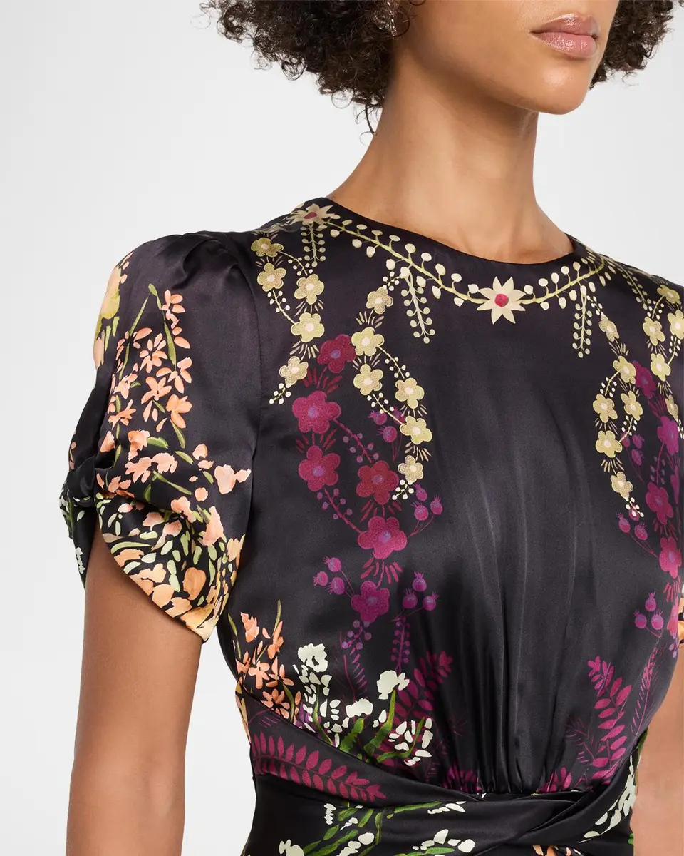 Saloni Gwen Floral Silk-Blend Dress | Thumbnail 5 Saloni Gwen Floral Silk-Blend Dress | Thumbnail 5