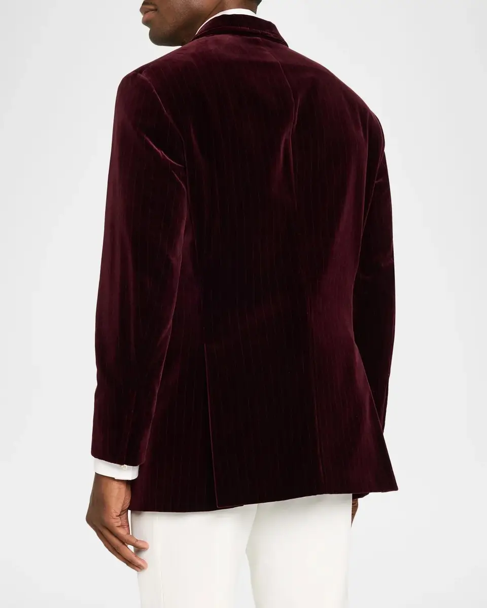 Brunello Cucinelli Men's Striped Velvet Cotton Blazer | Thumbnail 3 Brunello Cucinelli Men's Striped Velvet Cotton Blazer | Thumbnail 3