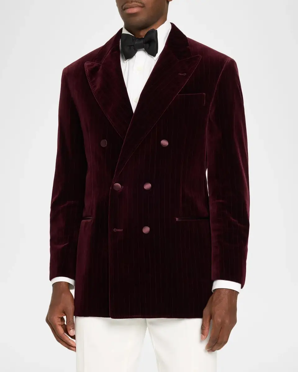Brunello Cucinelli Men's Striped Velvet Cotton Blazer | Thumbnail 4 Brunello Cucinelli Men's Striped Velvet Cotton Blazer | Thumbnail 4
