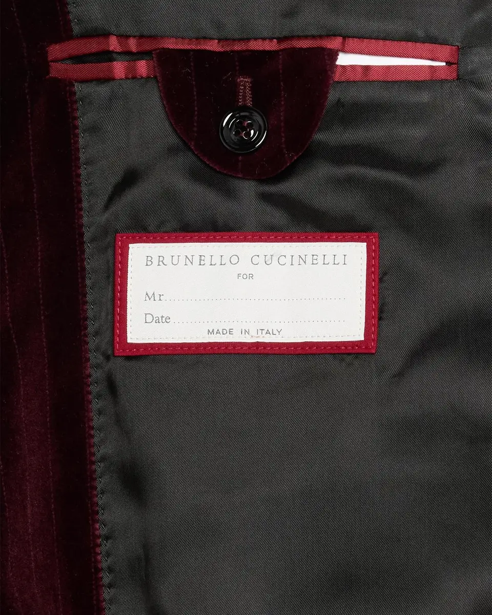 Brunello Cucinelli Men's Striped Velvet Cotton Blazer | Thumbnail 6 Brunello Cucinelli Men's Striped Velvet Cotton Blazer | Thumbnail 6
