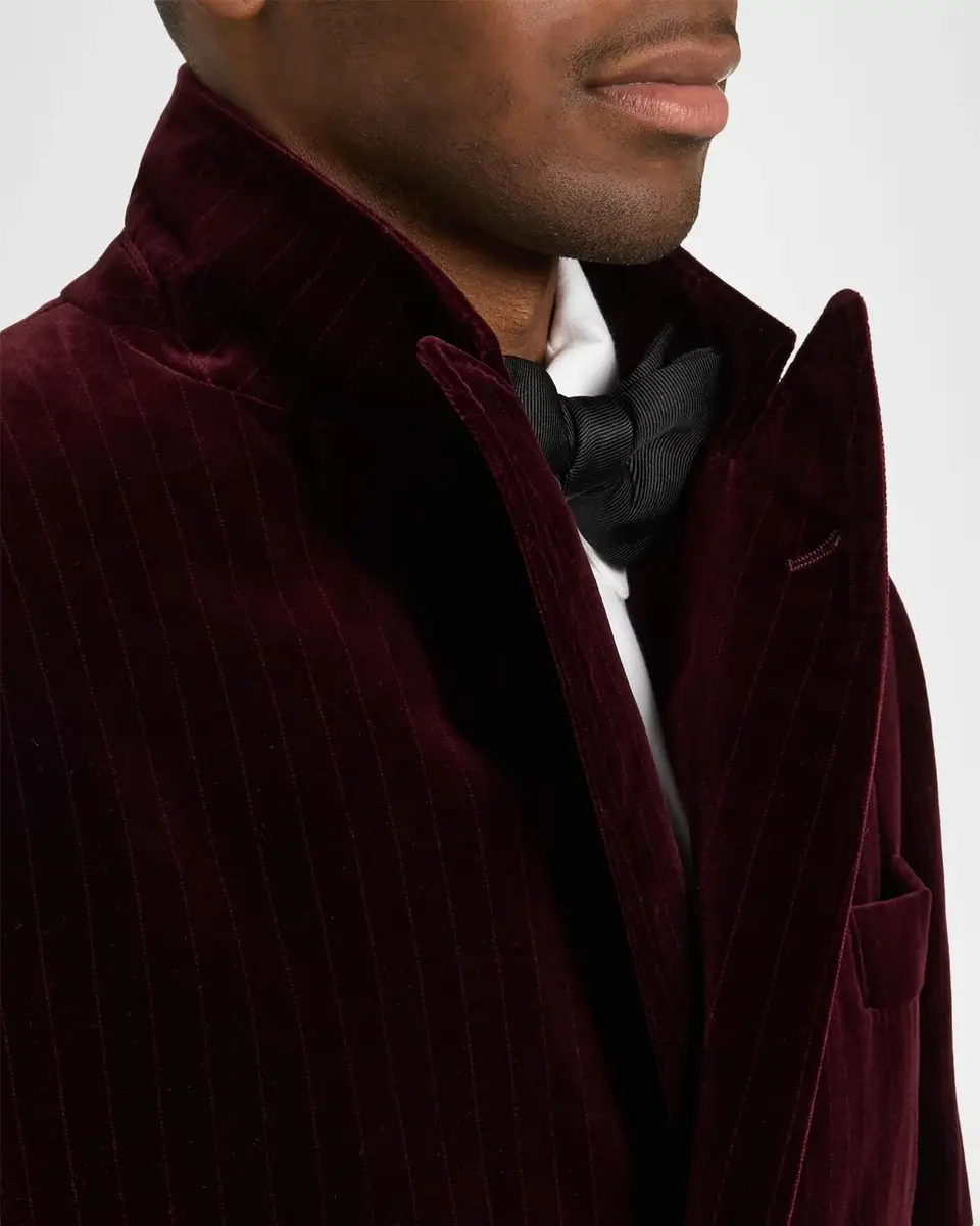 Brunello Cucinelli Men's Striped Velvet Cotton Blazer | Thumbnail 7 Brunello Cucinelli Men's Striped Velvet Cotton Blazer | Thumbnail 7