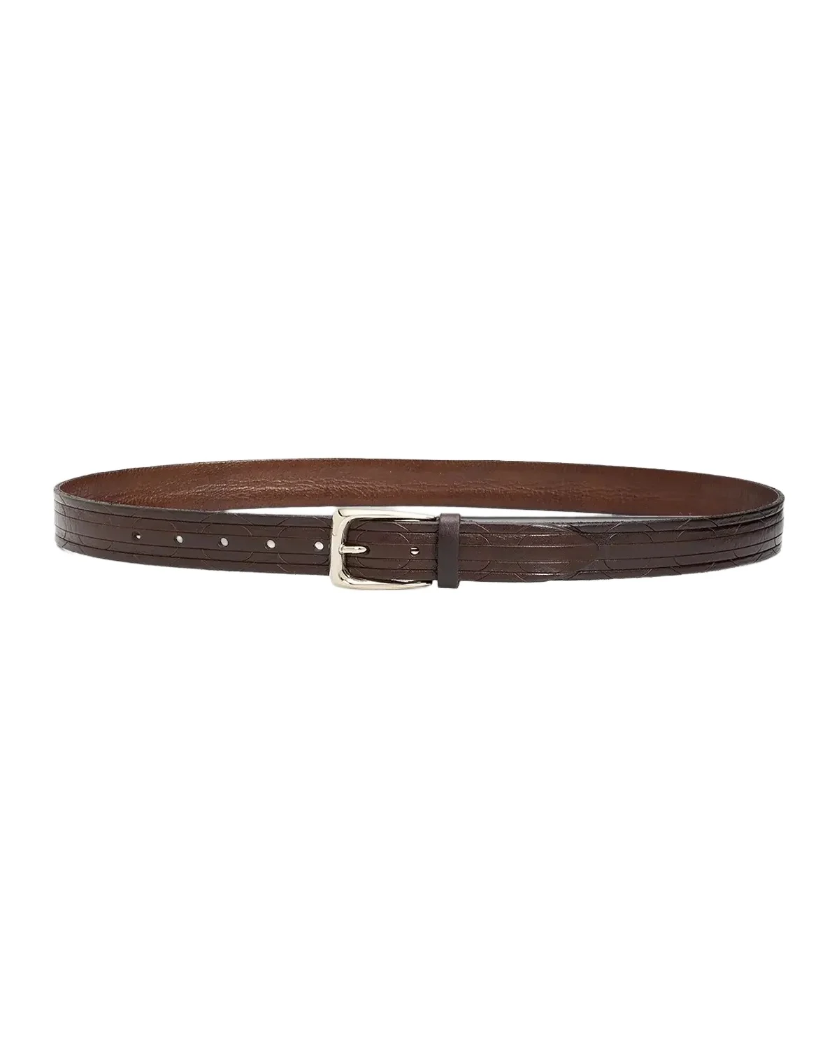 Brunello Cucinelli Men's Geometric-Embossed Leather Belt