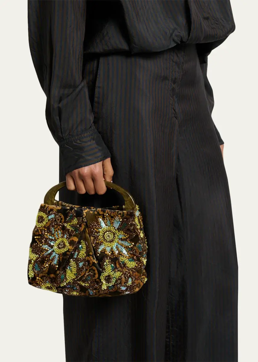 Dries Van Noten Beaded Floral Top-Handle Bag | Thumbnail 2 Dries Van Noten Beaded Floral Top-Handle Bag | Thumbnail 2