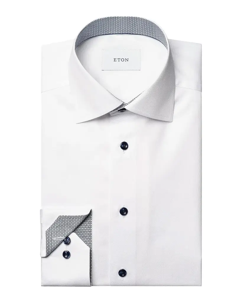 Eton Men's Twill Geometric-Lined Dress Shirt | Image 1 Eton Men's Twill Geometric-Lined Dress Shirt | Image 1